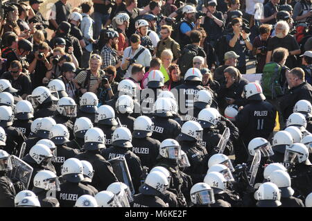 Anti-G20-Demo, Willkommen ti die Hölle, in Hamburg, Deutschland Stockfoto