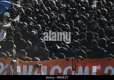 Anti-G20-Demo, Willkommen ti die Hölle, in Hamburg, Deutschland Stockfoto