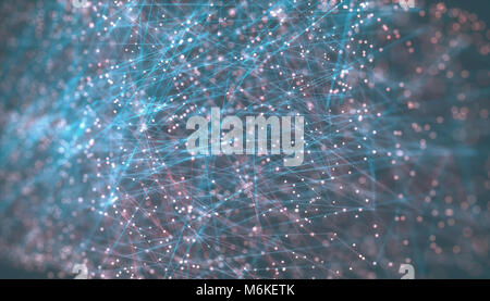 3D-Darstellung. Konzept Bild von Cloud Computing. Anschlussleitungen und Daten Punkte übertragen. Stockfoto