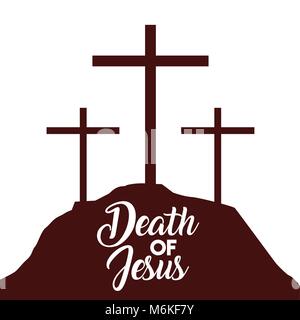 Der Tod von Jesus drei Kreuze im Hill Stock Vektor