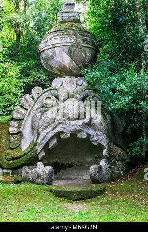 Geheimnisvolle Park der Monster, Bomarzo, Viterbo, Italien. Stockfoto