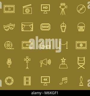 Film line Color Symbole auf braunem Hintergrund, Vektor Stock Vektor