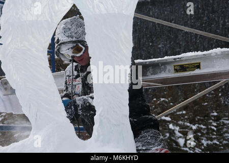 22nd. Januar 2011; Ice Magic Ice Carving Festival, Chateau Lake Louise, Lake Louise, Banff National Park, Alberta, Kanada. Stockfoto