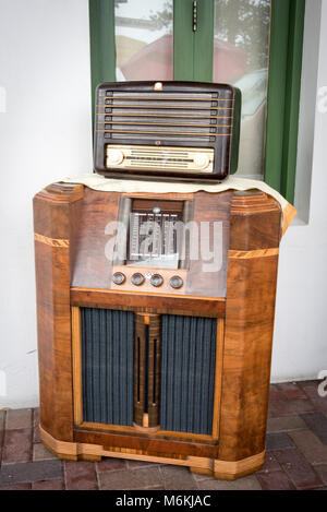 Alte Gramaphone Radio, Napier, North Island, Neuseeland Stockfoto