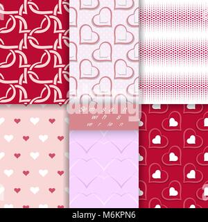 Der nahtlose Muster mit Herzen. Klassische Elegante Textur mit regelmäßig wiederkehrenden geometrischen Formen, Herz. Vektor Element der Grafik Design Stock Vektor
