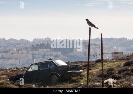 Jerusalem, Palästina, 12. Januar 2011: Ein Blick auf eine städtische Palästinensischen Gebiet östlich von Jerusalem. Stockfoto