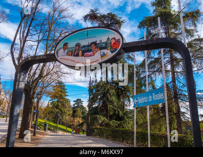 Seilbahn Teleferico Madrid bei West Park - Madrid/Spanien - 20. Februar 2018 Stockfoto