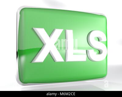 XLS green box Icon - 3D-Rendering Stockfoto