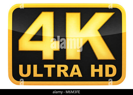 4K Ultra HD-Logo, isolierten Hintergrund, 3D-Darstellung Stockfoto