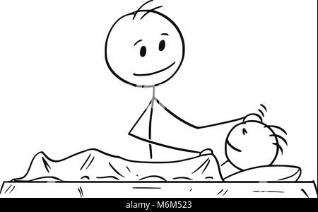 Cartoon von Vater auf Sohn Schlafen Stock Vektor