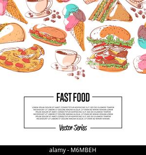 Fast food Plakat mit Takeaway Menü Stock Vektor