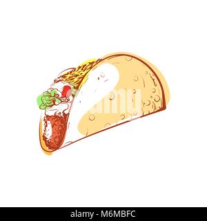 Lecker mexikanischen Taco isoliert Vektor icon Stock Vektor