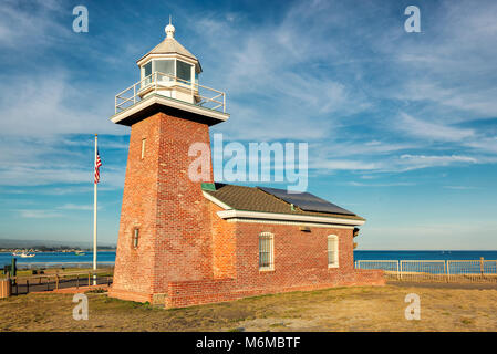 Santa Cruz lighthouse at Sunset, Santa Cruz County, Kalifornien. Stockfoto