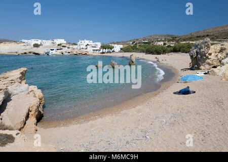 Pachena Strand mit klarem, türkisfarbenem Wasser, Pachena, Milos, Kykladen, Ägäis, Griechische Inseln; Griechenland; Europa Stockfoto