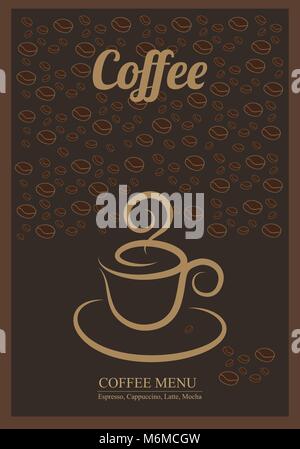Moderne Poster mit Kaffee Hintergrund. Vorlagen mit Kaffee für Restaurant oder Café-Menü-Design, Banner, Flyer und Einladungen. Stock Vektor