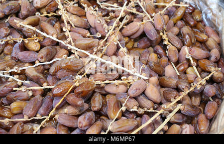 Hintergrund Der getrocknete Datteln für den Verkauf in der Ethnic Food Store Stockfoto