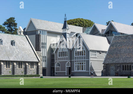 Historische Gebäude um Viereck, Christ's College, Rolleston Avenue, Christchurch, Canterbury, Neuseeland Stockfoto