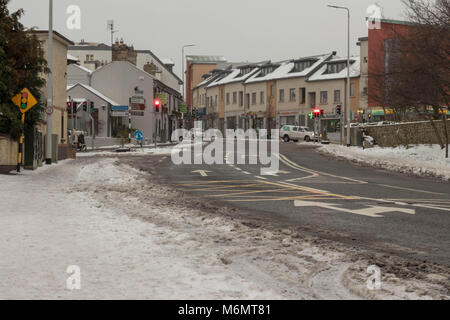 Stepaside Dorf an einem verschneiten Tag, März 2018. Stockfoto