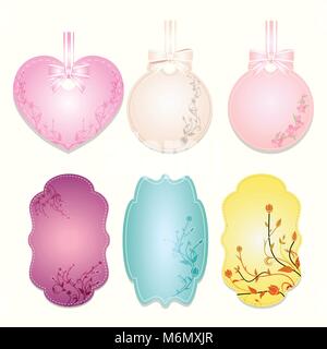 Eingestellt von Abzeichen label und Band, Grußkarte, Vektor tag Abbildung Stock Vektor