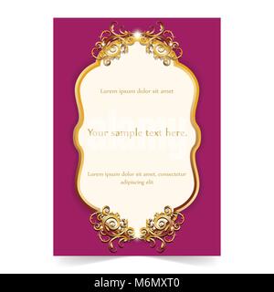 Einladungskarte, Grußkarte, Hochzeit Karte mit Gold dekorativer Hintergrund Stock Vektor