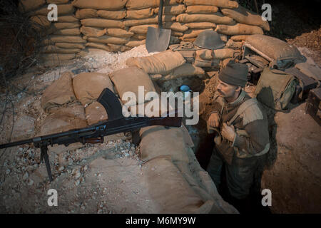 Weltkrieg militärische Szenarien und Re-enactments in der Land Warfare, Imperial War Museum in Duxford, Cambridgeshire, Großbritannien. Stockfoto