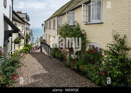 Clovelly und seine schmalen, steilen gepflasterten Straße North Devon, Großbritannien Stockfoto