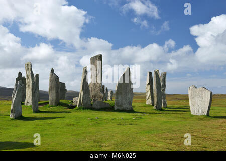 Vereinigtes Königreich, Schottland, Äußere Hebriden, Lewis und Harris, Isle of Lewis. Callanish Standing Stones. Stone Circle (3.000 v. Chr.) Stockfoto