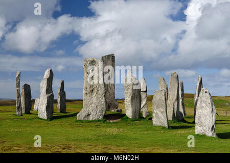 Vereinigtes Königreich, Schottland, Äußere Hebriden, Lewis und Harris, Isle of Lewis. Callanish Standing Stones. Stone Circle (3.000 v. Chr.) Stockfoto