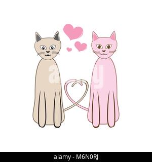 Katzen und Herzen Vector Illustration Stock Vektor
