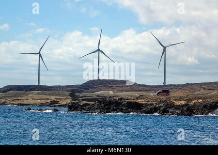 Wind Farm gegen den Himmel, Abades, Teneriffa, Kanarische Inseln, Spanien Stockfoto