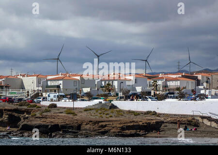 Wind Farm gegen den Himmel, Abades, Teneriffa, Kanarische Inseln, Spanien Stockfoto