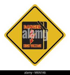 Elektrischer Schalter der Power Spannung Symbol, Warnschild Stock Vektor