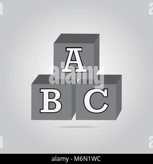 ABC Baustein Symbol, Würfel Alphabet Zeichen Stock Vektor