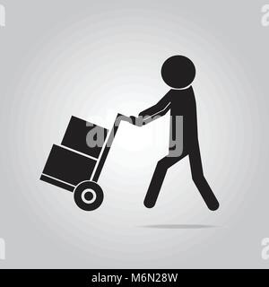 Person mit Handwagen Symbol, Symbol Vektor illustration Stock Vektor