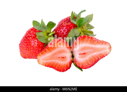 Frische Erdbeeren auf weißem closeup isoliert Stockfoto