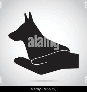 Hund und hand Symbol. Schutz, Pflege und Hilfe Konzept Stock Vektor