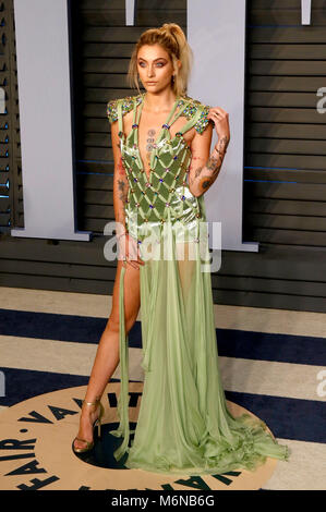 Los Angeles, USA. 4. März, 2018. Paris Jackson an die 2018 Vanity Fair Oscar Partei gehostet von radhika Jones an Wallis Annenberg Center für Darstellende Künste am 4. März in Beverly Hills, Kalifornien 2018. Credit: Geisler-Fotopress/Alamy leben Nachrichten Stockfoto