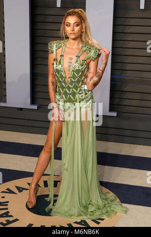 Los Angeles, USA. 4. März, 2018. Paris Jackson an die 2018 Vanity Fair Oscar Partei gehostet von radhika Jones an Wallis Annenberg Center für Darstellende Künste am 4. März in Beverly Hills, Kalifornien 2018. Credit: Geisler-Fotopress/Alamy leben Nachrichten Stockfoto