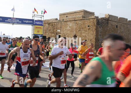 20 Logicom Zypern Marathon, Halbmarathon, 10 km und 5 km (04.03.2018), Paphos, Zypern, Europa Stockfoto