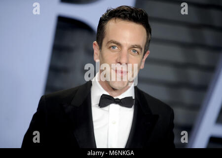 B.J. Novak die Teilnahme an der 2018 Vanity Fair Oscar Partei gehostet von radhika Jones an Wallis Annenberg Center für Darstellende Künste am 4. März in Beverly Hills, Kalifornien 2018. | Verwendung weltweit Stockfoto