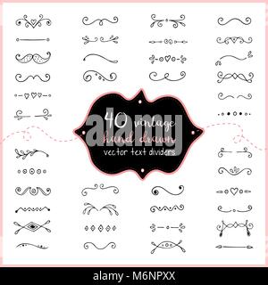 Hand gezeichnet Text teiler Vektor, doodle Teiler vintage Dekorationen. Hochzeit Teiler clip art für die Einladung. Blühen dekorative Trennwände clipart Stock Vektor