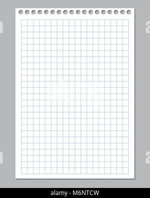 Realistische vector Abbildung: Leeres kariertes Papier Blatt Stock Vektor