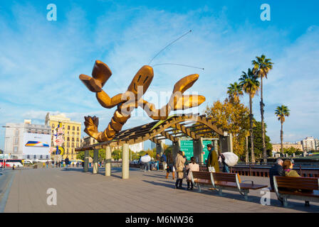 La Gamba, Gambrinus, Mariscals Garnelen, von Javier Mariscal, von 1992, Ronda Litoral, Barcelona, Katalonien, Spanien Stockfoto