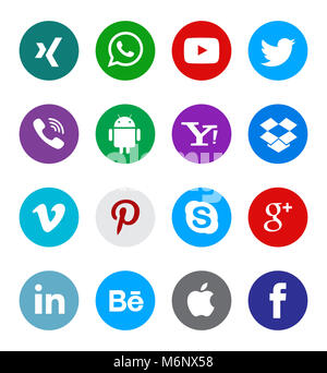 Social media Icon Sammlung mit verschiedenen Arten von Web-Taste Icon Set Stockfoto