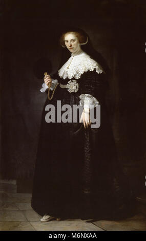 Rembrandt Harmenszoon van Rijn - Portrait von Oopjen Coppit, 1634 Stockfoto