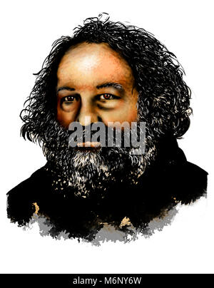 Zeichnung von Michail Bakunin. (1814-1876) Er war ein russischer Revolutionäre anarchistische und Gründer des kollektivistischen Anarchismus. Stockfoto