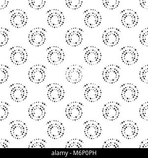 Abstrakte schwarz-weiß nahtlose Hintergrund mit gepunkteten Spiralen, sich wiederholende Textur mit Raster, Vektor, Abbildung. Stock Vektor