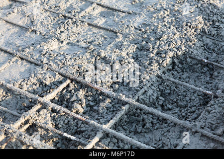Nahaufnahme der Baustelle Stärkung metal Bars von industrieboden Stockfoto
