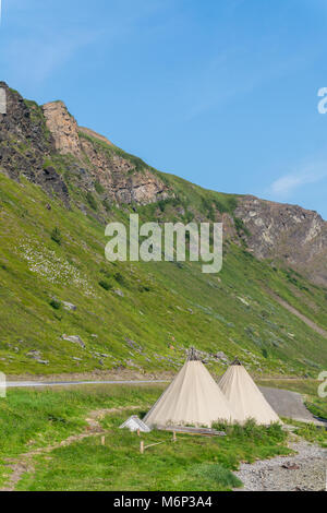 Lavvu, die traditionelle Heimat der Sami, Nord Norwegen Stockfoto