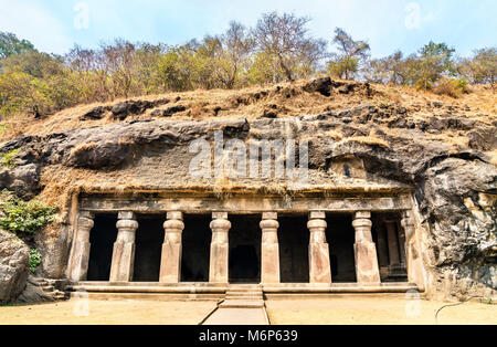 Höhle Nr. 3 auf Elephanta Island in der Nähe von Mumbai, Indien Stockfoto